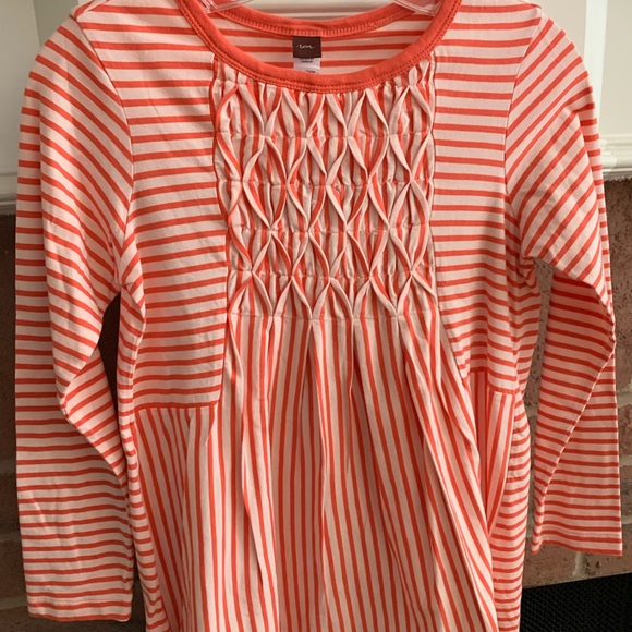 Tea Orange Pink Striped Long Shirt NWT SZ 12 - Picture 1 of 4